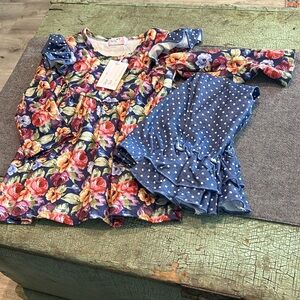 Pete + Lucy Purple floral tunic top with floral ruffled leggings sz 10/12